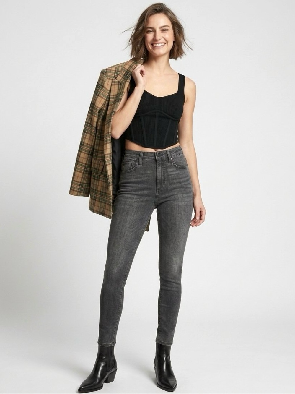 Edwin Candice Women’s 10” High-Rise Skinny Jean Pants Washed Black, Size 32, NWT